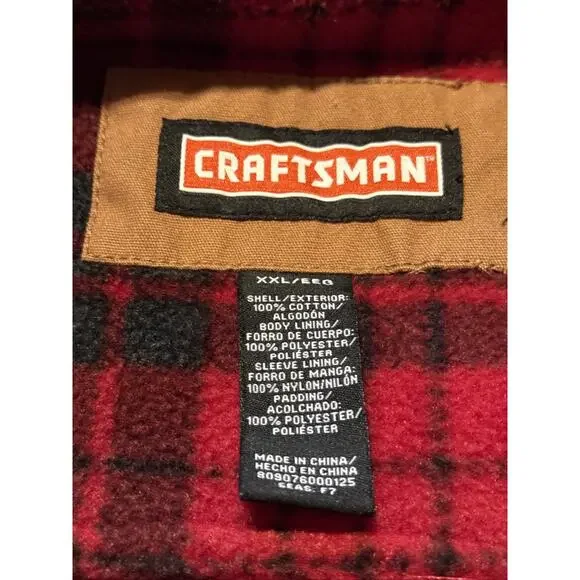 Craftsman Canvas Fleece Lined Chore Work Coat Zip Snap 5 Pockets Men's XXL 2XL - Picture 13 of 13